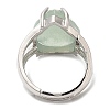 Natural Green Aventurine Teardrop Adjustable Rings RJEW-K241-03P-13-2