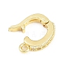 Brass Micro Pave Clear Cubic Zirconia Fold Over Clasps KK-H268-08G-3