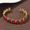 Brass Enamel Cuff Bracelets BJEW-L703-02A-G-2