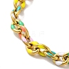 304 Stainless Steel Enamel Colorful Oval Cross Chain Bracelets for Women BJEW-B079-02G-2