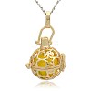 Golden Tone Brass Hollow Round Cage Pendants KK-J226-05G-1