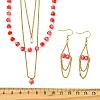 Rondelle 304 Stainless Steel & Glass Beaded Layered Necklace and Earring Set Set for Women SJEW-JS01384-4