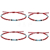 4Pcs 4 Style Glass Seed & Brass Braided Bead Bracelets and Anklets Set SJEW-SW00003-05-1