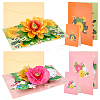 AHANDMAKER 2 Sets 2 Styles Valentine's Day Rectangle 3D Pop Up Flower Paper Greeting Card AJEW-GA0006-96-1