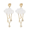 Acrylic Cloud with Moon Dangle Stud Earrings EJEW-JE06843-2