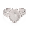 Non-Tarnish 304 Stainless Steel Oval Watch Shape Open Cuff Ring for Women RJEW-C025-04P-3