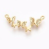 Brass Micro Pave Cubic Zirconia Links ZIRC-O026-04G-NR-2