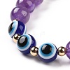 5Pcs Natural Lapis Lazuli(Dyed) & Amethyst & Tiger Eye & Green Aventurine Beads Stretch Bracelets Set BJEW-JB08936-5