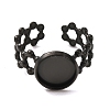 Hollow Flower 304 Stainless Steel Cuff Ring Components STAS-P454-03B-B-3
