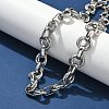 304 Stainless Steel Textured Double Ring Link Chain Necklaces NJEW-S453-02P-C-3