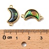 Natural Paua Shell Crescent Moon Connector Charms KK-G538-43G-3