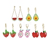 5 Pairs 5 Styles Handmade Japanese Seed Braided Fruit Dangle Leverback Earrings & Stud Earrings EJEW-MZ00022-1
