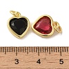 Heart Brass Glass Charms KK-R162-065G-3