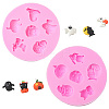 1 Set 2Pcs 2 Styles Halloween Theme Silicone Molds for DIY Craft ST-CJ0007-72-1