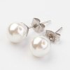 Shell Pearl Ball Stud Earring Findings X-EJEW-JE02370-01-1