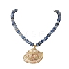 Ocean Electroplated Natural Scallop Shell Pendant Natural Blue Aventurine(Dyed & Heated) Rondelle Braided Bead Necklaces NJEW-JN06445-03-2