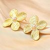 Flower Brass Stud Earrings EJEW-F358-03C-G-2