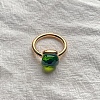 Square 304 Stainless Steel with Glass Finger Rings FS-WG8AAFA-17-1
