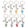 8Pcs Glass & Alloy Keychain KEYC-JKC01050-1