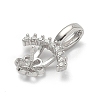 925 Sterling Silver Pave Clear Cubic Zirconia Crown Flower Pendant Bails STER-P068-03P-2