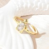 Clear Cubic Zirconia Open Cuff Rings RJEW-A061-03G-5