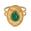 Teardrop Natural Green Onyx Agate Finger Rings RJEW-Q822-12G-2