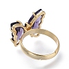 Adjustable Brass Glass Finger Rings RJEW-P148-A01-03-3