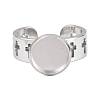 Hollow Cross 304 Stainless Steel Cuff Ring Components SA-CBA098D-02P-B-2