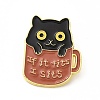 Cat with Word Enamel Pin JEWB-B005-03G-03-1