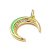 Moon Rack Plating Brass Micro Pave Cubic Zirconia Enamel Pendants KK-G504-06G-3