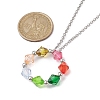 Colorful Acrylic Beaded Ring Pendant Necklaces NJEW-JN04596-02-4