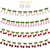 4 Sets 4 Colors Wool Felt Ball Cherry Garland AJEW-OC0005-64-1