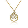 Flat Round with Flower Magnifying Glass Pendant Alloy Rope Chain Necklaces for Women NJEW-WH0013-74G-8
