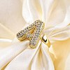 Rack Plating Brass Micro Pave Clear Cubic Zirconia Cuff Finger Rings for Women RJEW-M028-01G-7