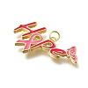 October Breast Cancer Pink Awareness Ribbon Brass Enamel Pendants LS-KK-S517-04G-G-2