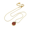 304 Stainless Steel Dark Red Enamel Ladybug Pendant Cardano Chain Necklaces for Women NJEW-U032-07G-02-4