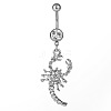 316L Surgical Stainless Steel Crystal Rhinestone Scorpion Dangle Belly Rings WG51750-01-2