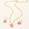 Butterfly Alloy Resin Pendant Necklaces & Hoop Earrings Sets for Women WGFA008-09-1