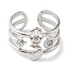 304 Stainless Steel Open Cuff Ring for Women RJEW-F166-01P-01-2