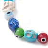 Halloween Dyed Synthetic Turquoise Skull & Lampwork Evil Eye Round Beaded Stretch Bracelets for Women Men BJEW-JB12268-03-3