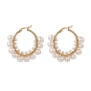 Natural Pearl Beaded Hoop Earrings EJEW-TA00156-1