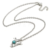 Letter A~Z Antique Silver Plated Alloy with Synthetic Turquoise Pendant Necklaces NJEW-G080-01V-3