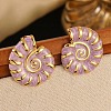 304 Stainless Steel Enamel Conch Stud Earrings EJEW-L276-01G-02-1