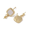 Brass with Shell Stud Earring Findings KK-G497-33G-2