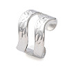 304 Stainless Steel Hollow Wave Open Cuff Rings RJEW-D006-08P-1