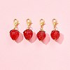 4Pcs Handmade Lampwork Strawberry Pendant Decorations HJEW-FS00041-04-6
