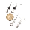 2Pair 2 Style Natural Lava Rock & Howlite with Yin Yang Long Dangle Earrings EJEW-JE04962-02-4