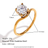 304 Stainless Steel with Clear Cubic Zirconia Finger Rings FS-WGBB24B-07-2