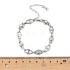 304 Stainless Steel Micro Pave Cubic Zirconia Link Chain Bracelets for Women BJEW-P393-01P-3