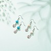 2Pair 2 Style Synthetic Turquoise & Howlite with Yin Yang Long Dangle Earrings EJEW-JE04962-03-3